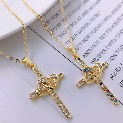 Ins Style High End Gold Plated Zircon Jesus Love Cross