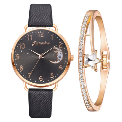 Lovely Moon Pattern Quartz Watch for Women With Strap