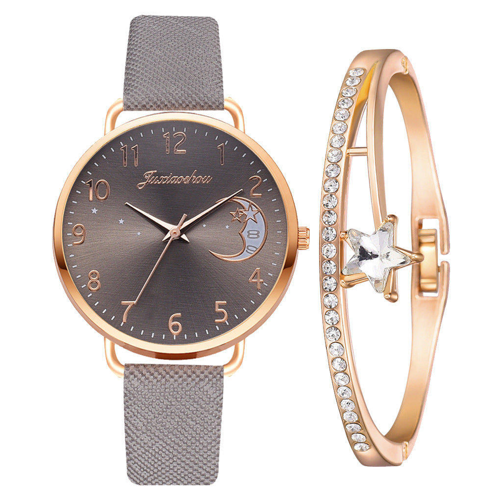 Lovely Moon Pattern Quartz Watch for Women With Strap