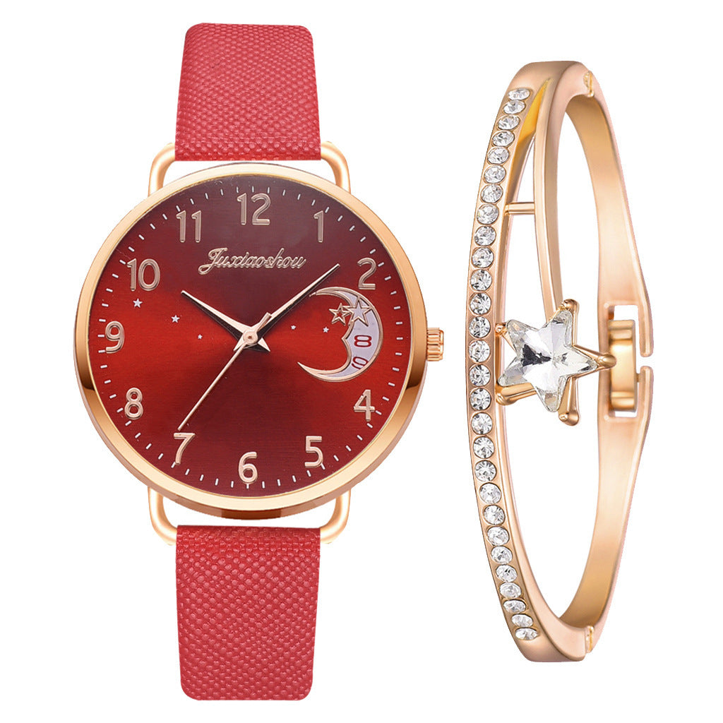 Lovely Moon Pattern Quartz Watch for Women With Strap