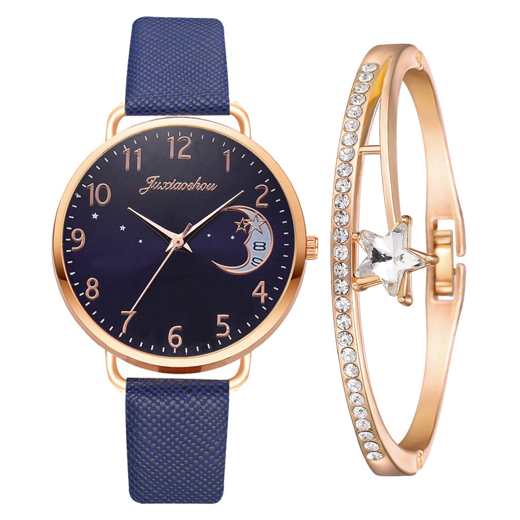 Lovely Moon Pattern Quartz Watch for Women With Strap