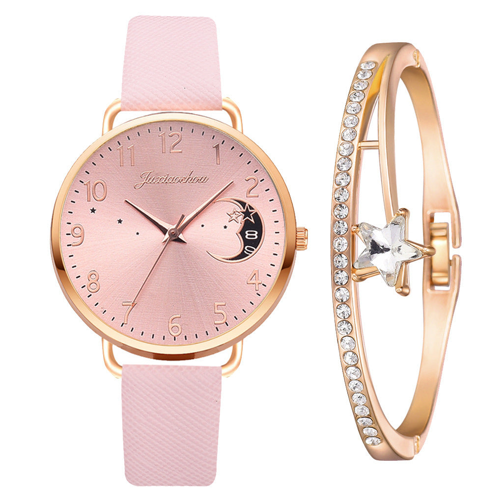 Lovely Moon Pattern Quartz Watch for Women With Strap