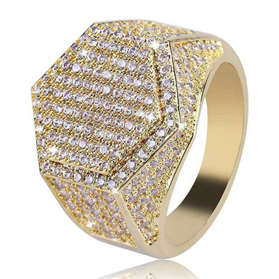 Hip Hop Man Ring Micro Pave CZ Silver Ring Gold Color Square Rings For Men Jewelry