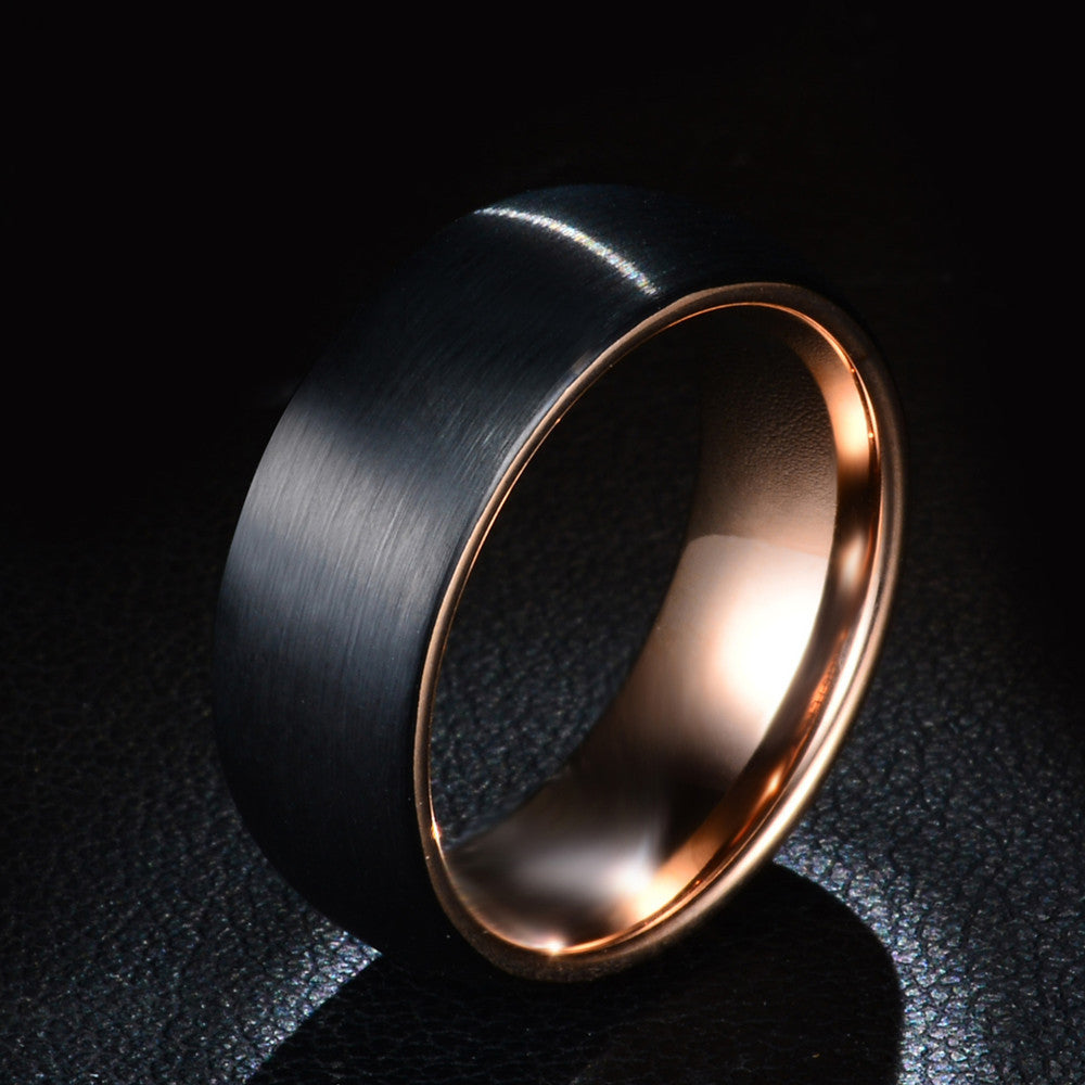 Hot sale Fashion Mens Black Stainless steel Ring With Rose