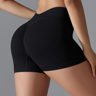 High Waist Knit Hip Raise Fitness Pants Tight Yoga Shorts