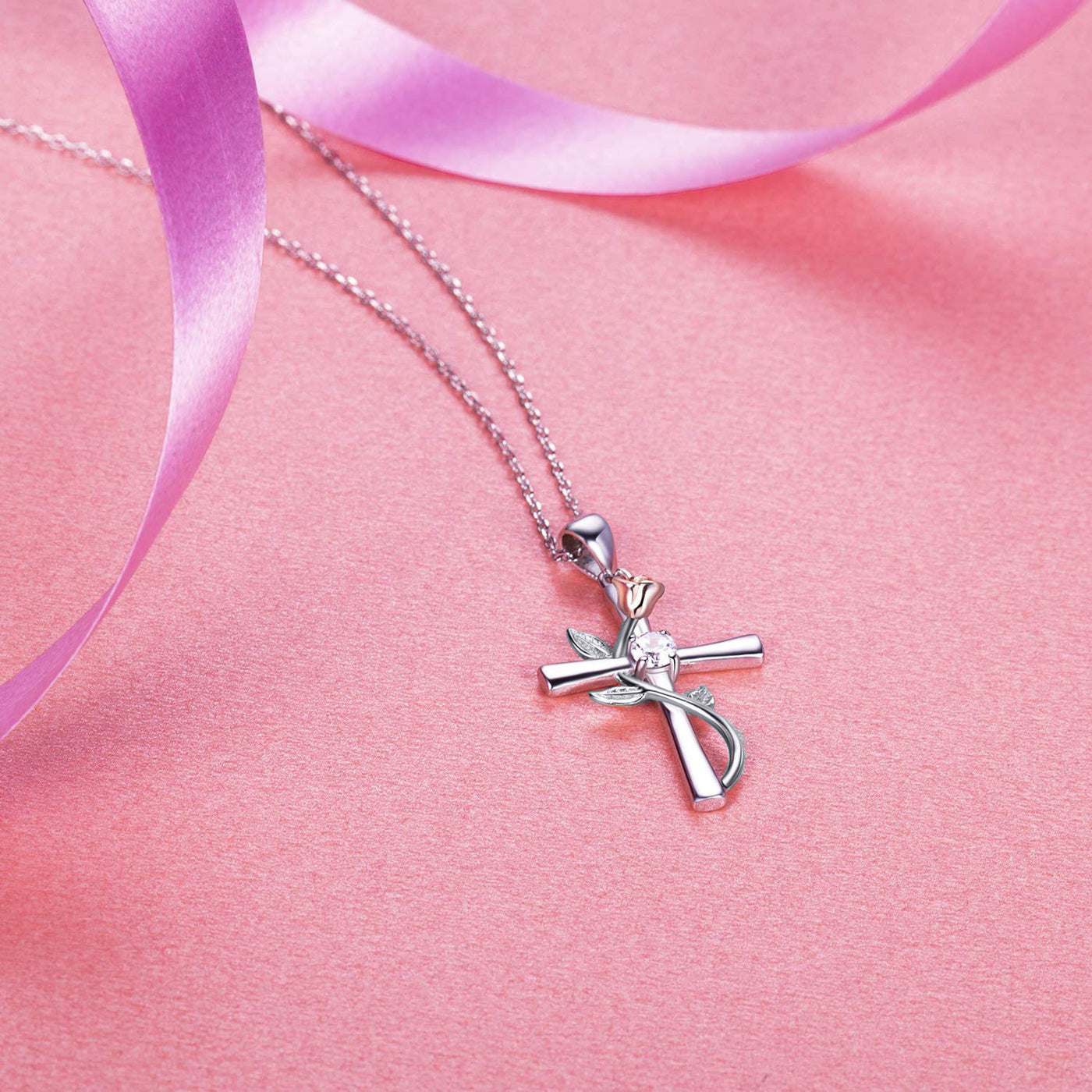 Classic Cross Rose Gold Necklace