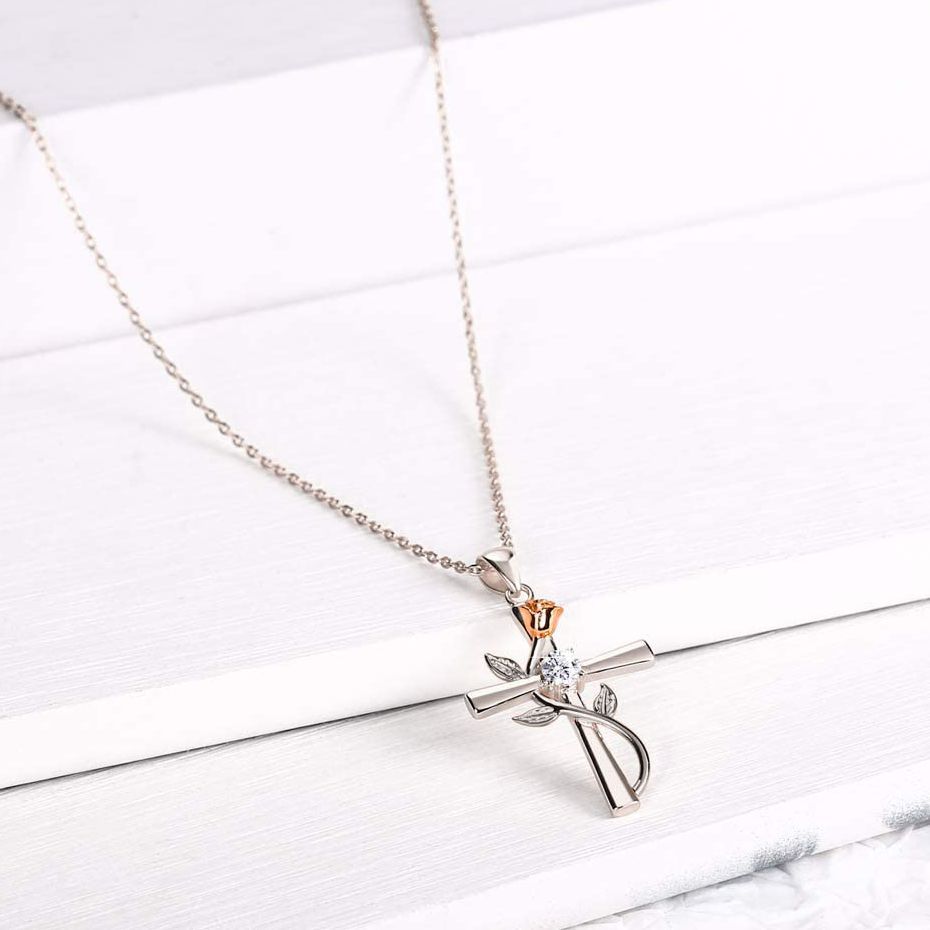 Classic Cross Rose Gold Necklace