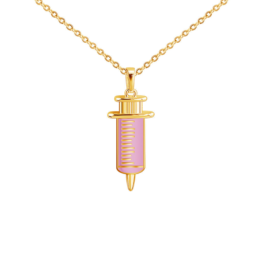 Men And Women Individual Fashion Gold Syringe Pendant