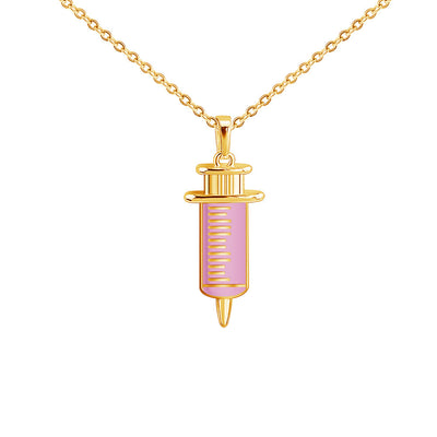 Men And Women Individual Fashion Gold Syringe Pendant