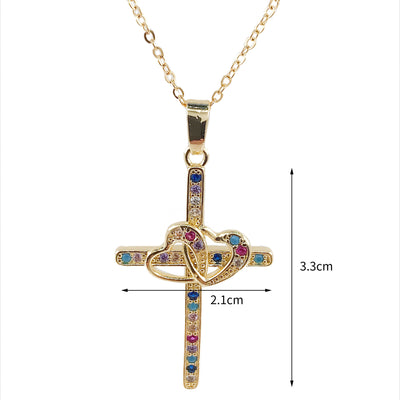 Ins Style High End Gold Plated Zircon Jesus Love Cross