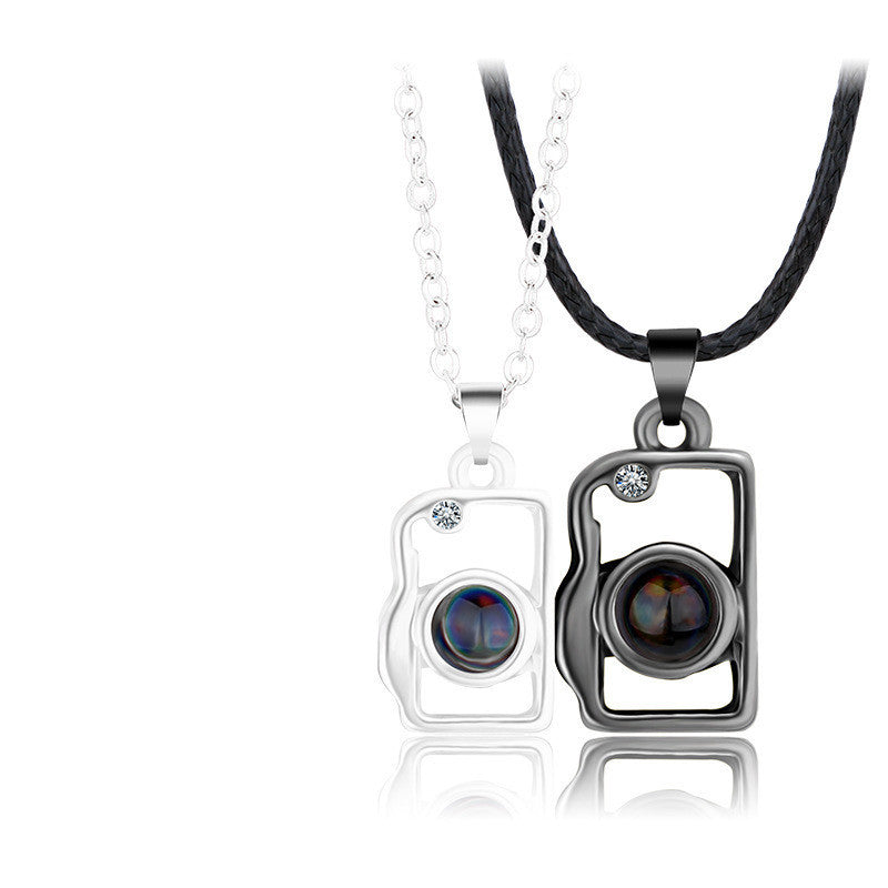 New Camera-shaped Hollow Magnetic Projection Stitching Necklace