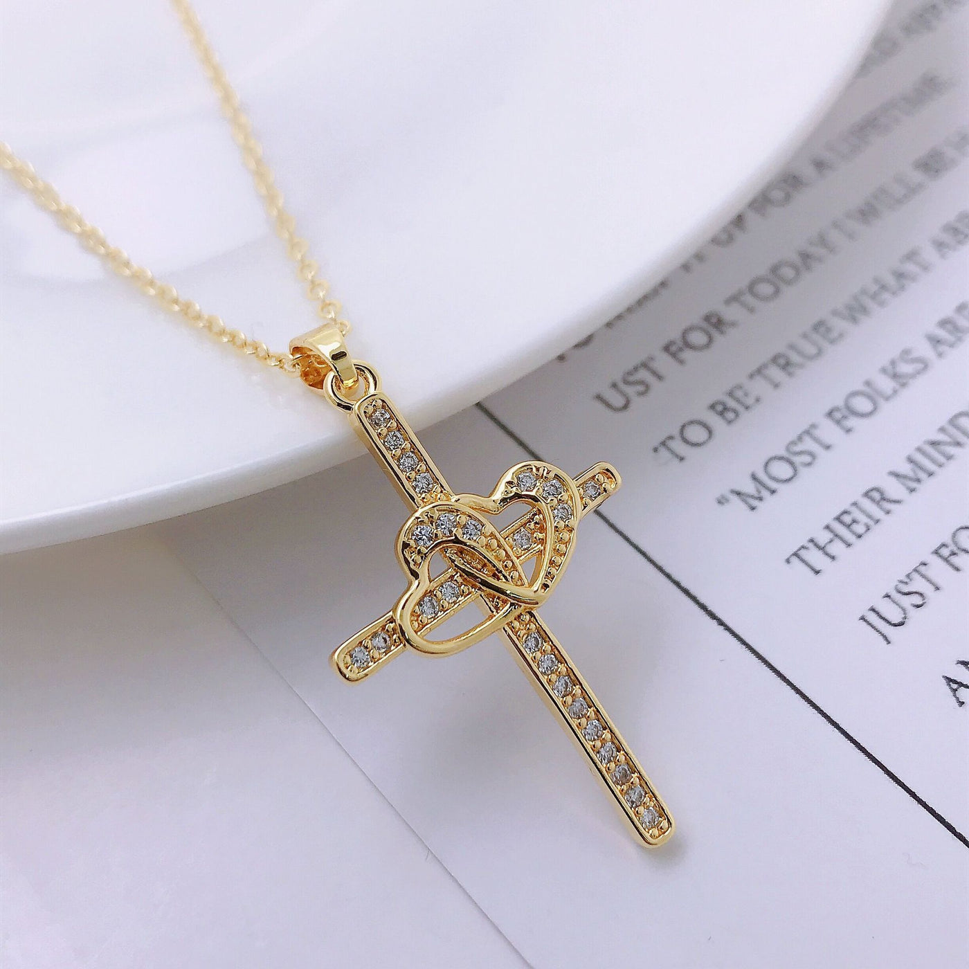 Ins Style High End Gold Plated Zircon Jesus Love Cross